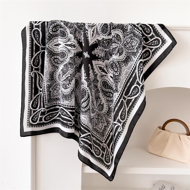 New cashew herringbone and linen small square scarf silk scarf imitation velvet scarf shawl sun protection scarf women's