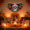 Watercolor Marigold Skeleton Day Of The Dead Fan Flag For Mexican Festival Party Decor