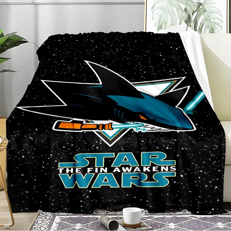 San-Jose Sharks Hockey Blanket Flannel Throw for Sofa, Indoor, Camping, Living Room, Office, Chair, And Bed Soft Birthday Gift