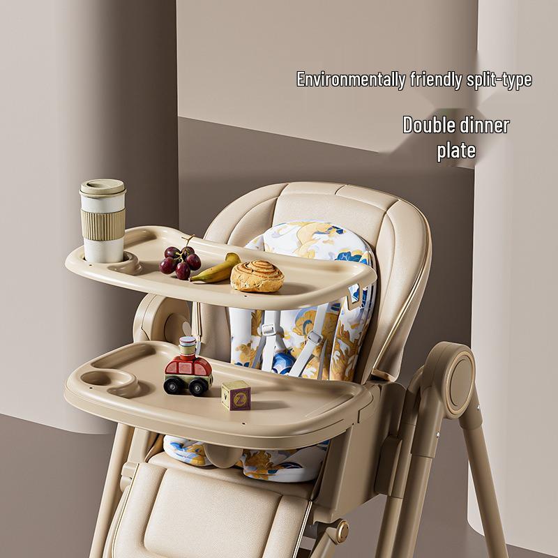 Multifunctional Baby High Chair: 2-in-1 Foldable Dining and Rocking Chair, Adjustable for Sitting and Lying, No Installation Needed.