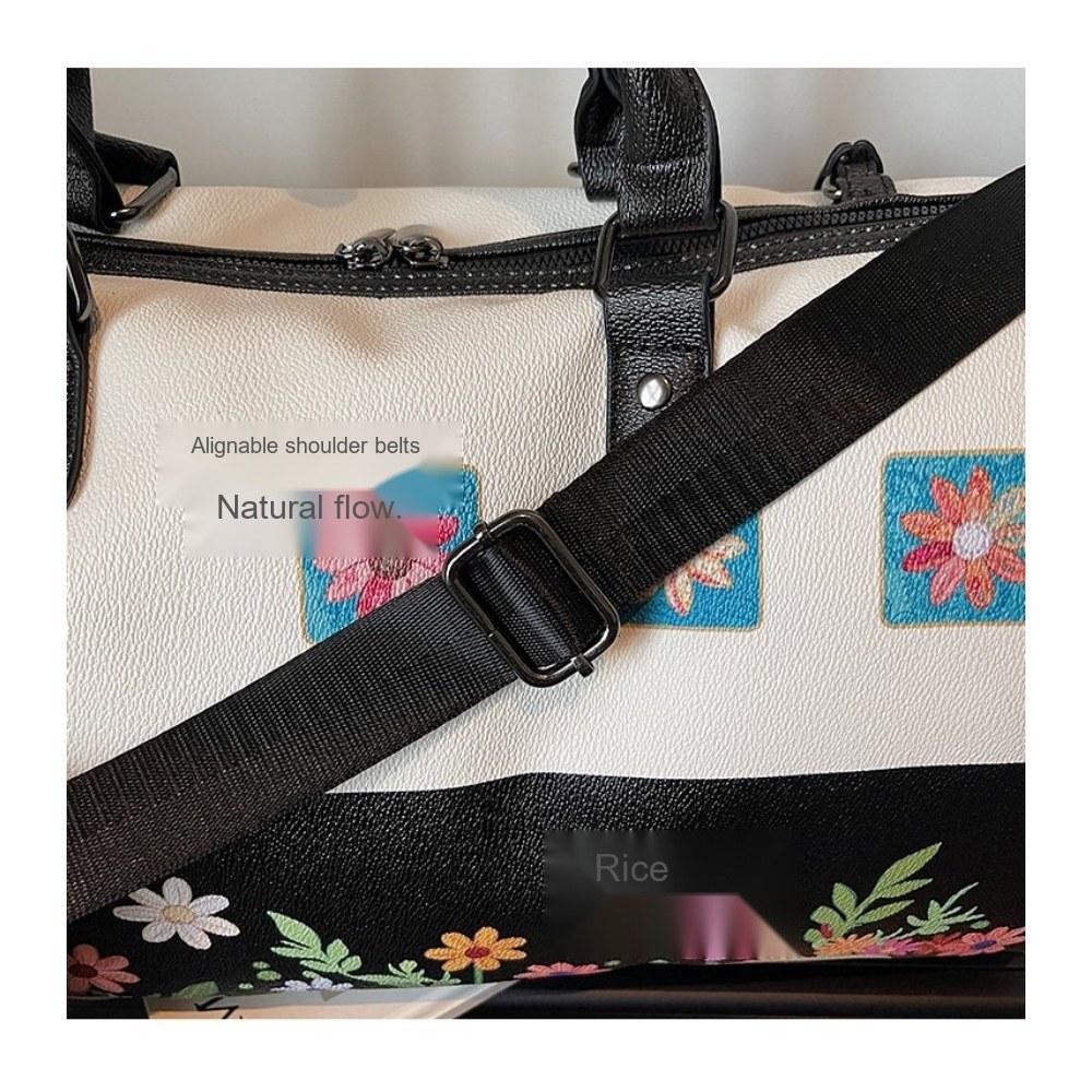 Women Floral Print Large Capacity Faux leather Travel Bag with Detachable Crossbody Strap for Travel
