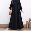 2023 Solid Color Long-Sleeve Round Neck Zipper Dress for Muslim Women