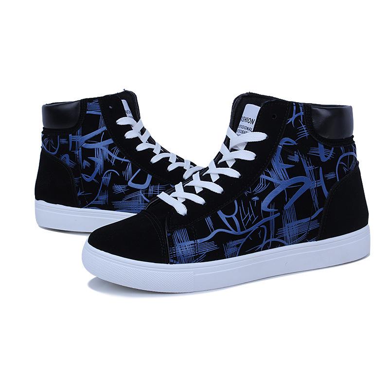 Neue Herren High-Top-Sneaker für Jungen Graffiti-Schuhe für junge Männer zum Schnüren Lässige atmungsaktive Schuhe für Herren ty78