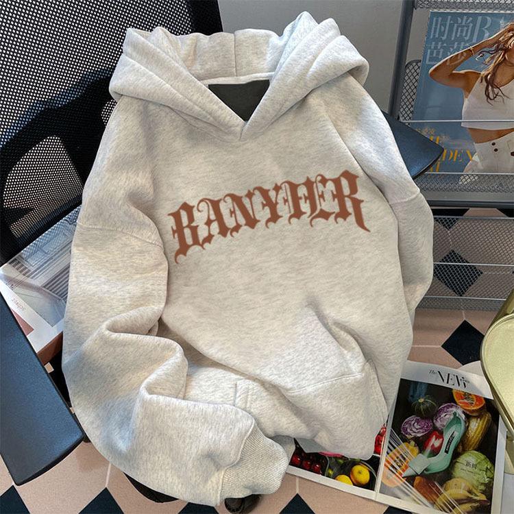 Men's Heavyweight 500G Fleece-Lined Letter Print Hoodie - Autumn/Winter Casual.