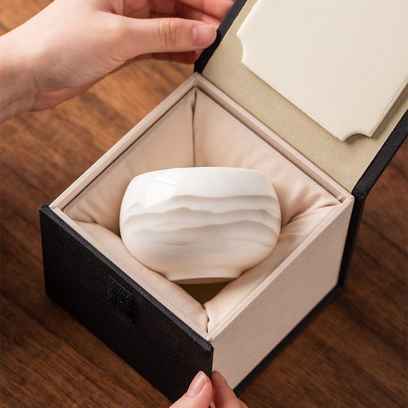 Suet Jade Ceramic Tea Teacup Chan Ji Ink Master Cup Kung Fu Tea Set High-end Tea Bowl Modern Light Luxury