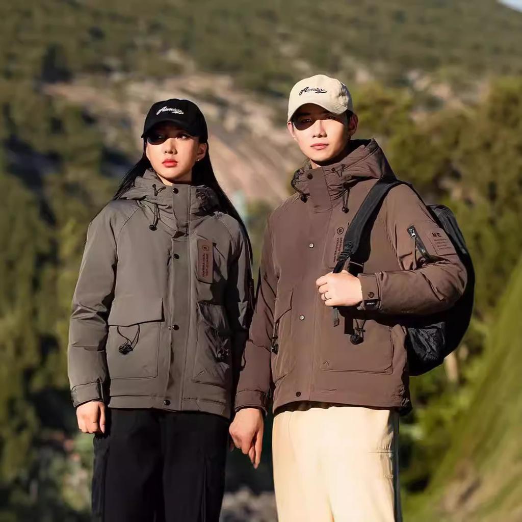 2025 Outdoor Winter White Duck Down Jacket Female Thickened Warm Couple Hooded Jacket Down Jacket Male