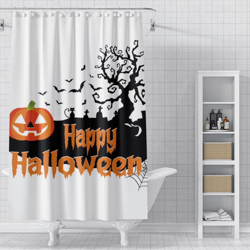 Home Shower Curtains for Bathroom Waterproof Fabric Modern Nordic Style Living Room Curtain Halloween Autumn Pumpkin Decoration