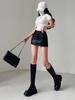 Minirock aus PU-Leder für Damen Schwarz High Waist A-Linien-Shorts Röcke Sexy Mode Babes Y2k Kleidung Herbst Winter