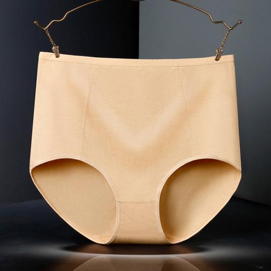 Women High Waist Cotton Underwear Tummy Control Solid Color Stretch Breathable Ladies Full Coverage Brief Panties Underpants