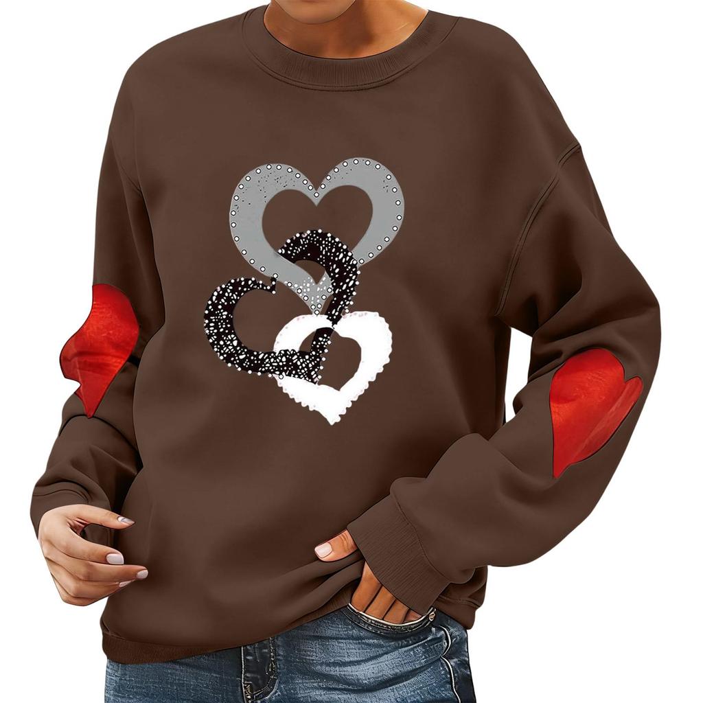 Ladies' Valentine's Day Printed Casual Long Sleeved Sports Hoodie Top