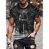 Herren 3D Adler und Wolf Grafik T-Shirt - Lebhafter Mehrfarbdruck, Lässiger Kurzarm, Polyester, Maschinenwaschbar, ÜBERGRÖSSE