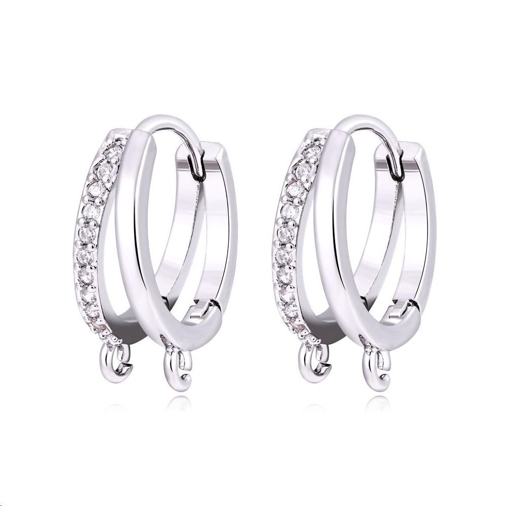 Copper-Plated White Gold Micro-Set Zircon Snake Ear Cuff with Diamond Accents - Snake-Shaped DIY Earring Accessories