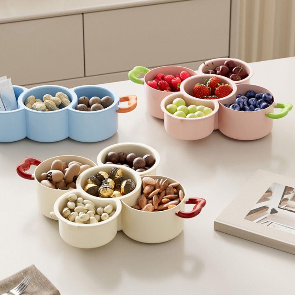 Easy To Clean 2 in 1 Dried Fruit Plate Double-layered Creative Fruit Drain Basket Portable with Drainer Snack Storage Box Picnic