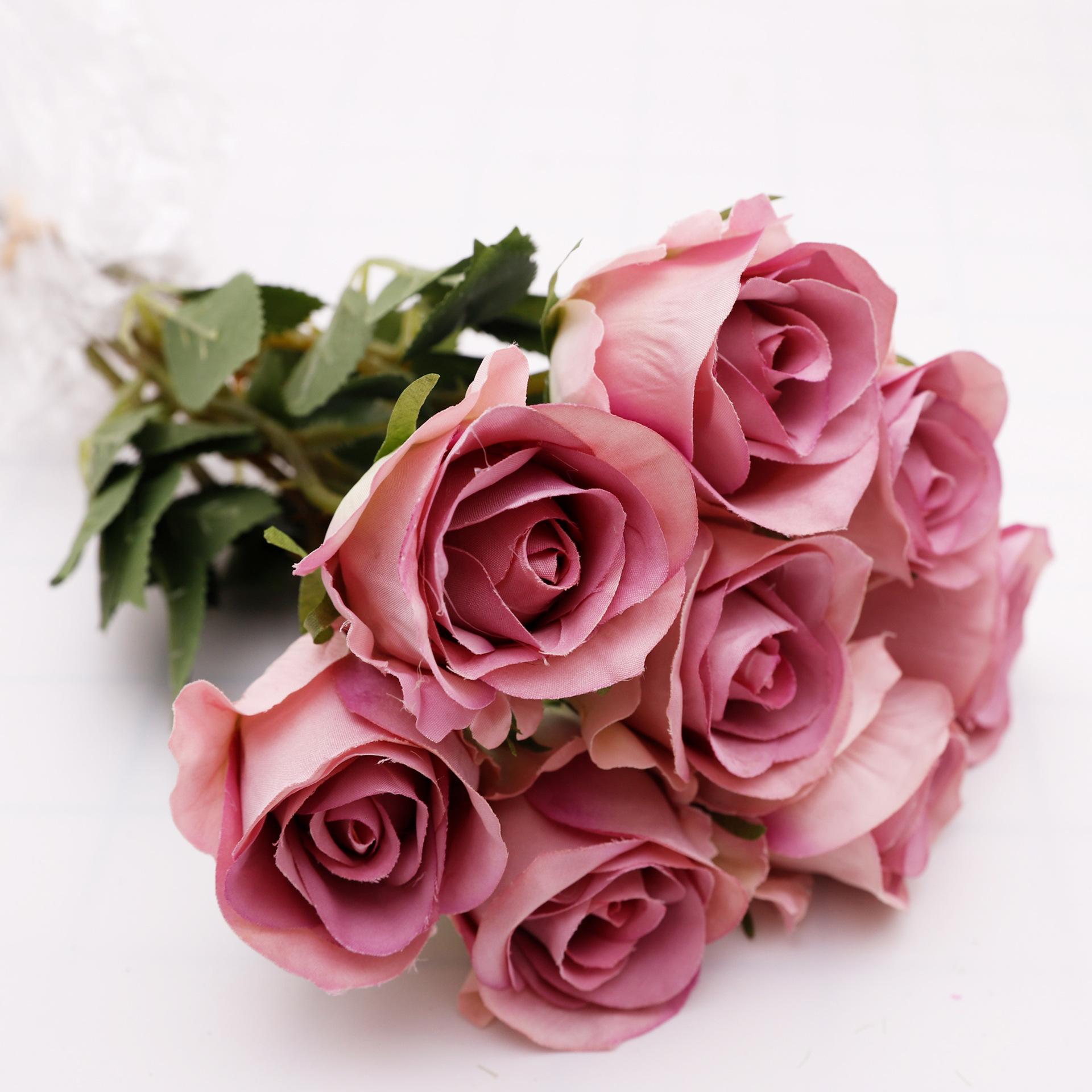 

Simulation princess rose 8 head bouquet marriage proposal fake flower Valentine s Day simulation flower rose decoration flower bouquet