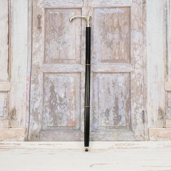 Walking Stick Dark and Silver Elegant and Solid Cane Gift for Grandfather ,Father Amazing Gift Idea