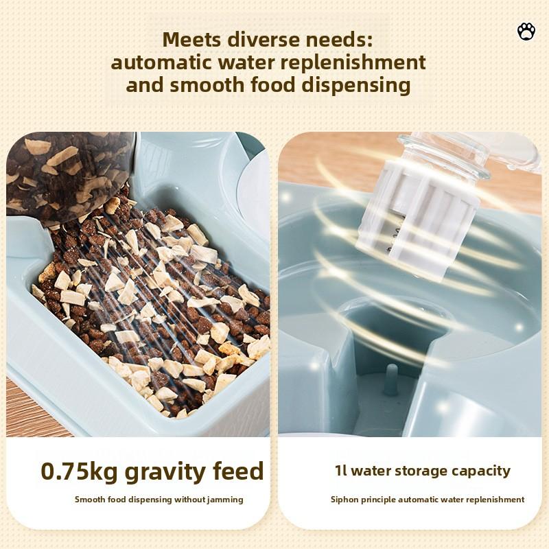Cat Automatic Feeder, Water Dispenser, Integrated Cat Food Bowl, Cat Bowl, Dog Bowl, Double Bowl, Dog and Cat Water Bowl, Pet