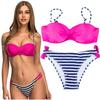 Women's two-piece padded swimsuit, pink top and bottom set, XL Women's two-piece padded swimsuit, pink top and bottom set, M