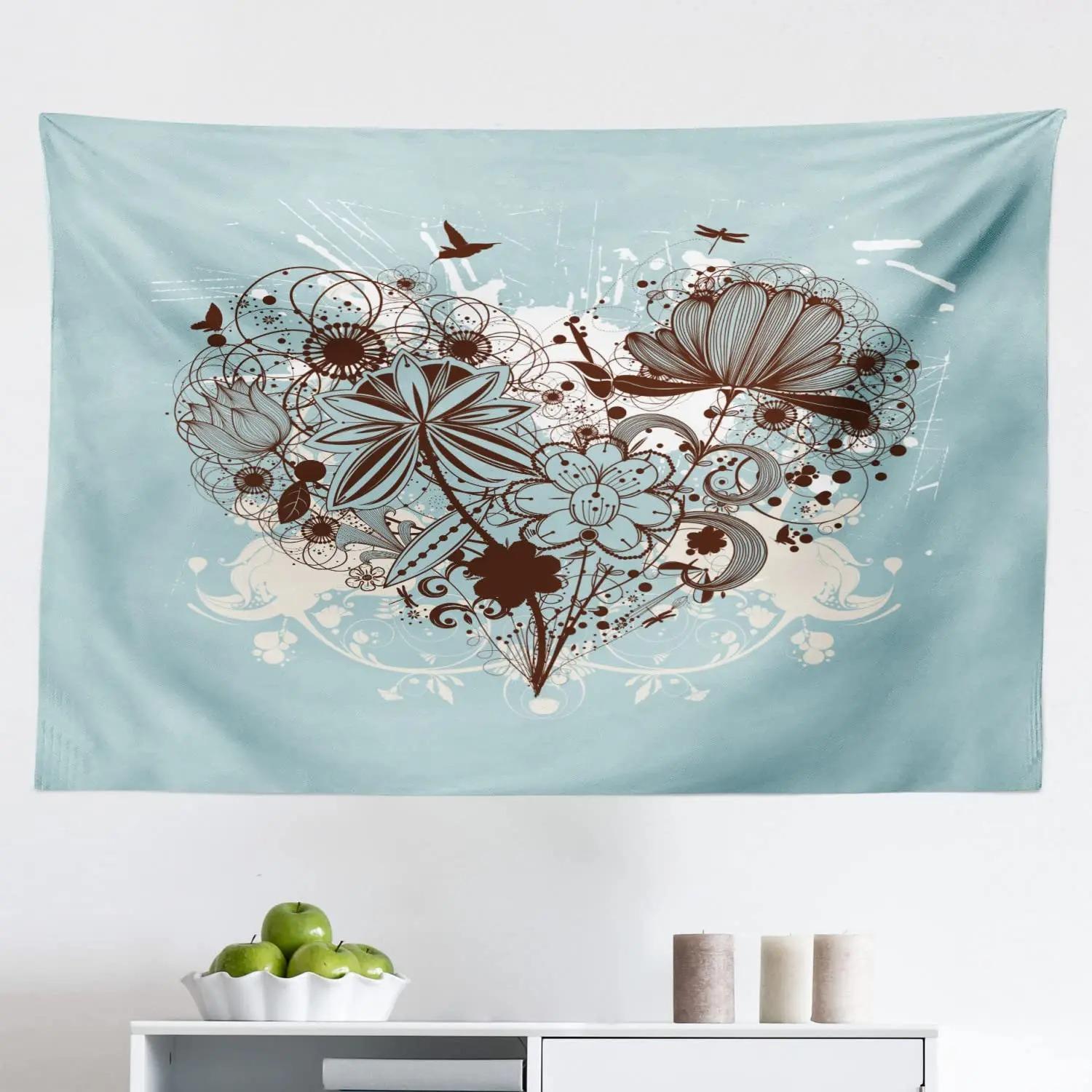 Гобелен с изображением растений в форме сердца Фоновая ткань Офис Гостиная Гобелен — фото 7