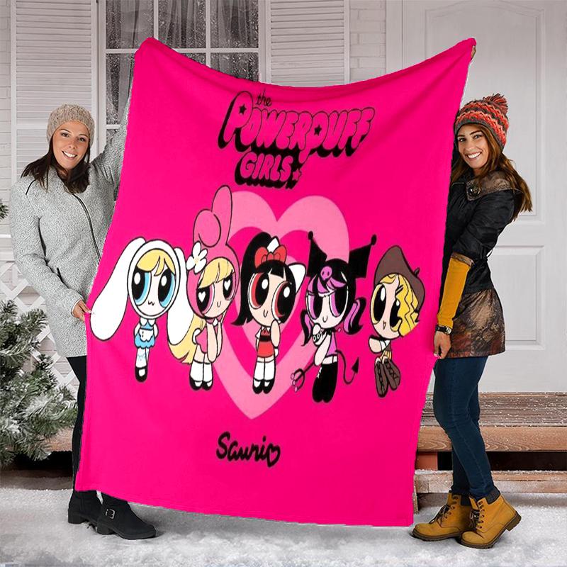 1PC The Powerpuff Girls printed blanket, all season lightweight home office outdoor nap multifunctional blanket A1