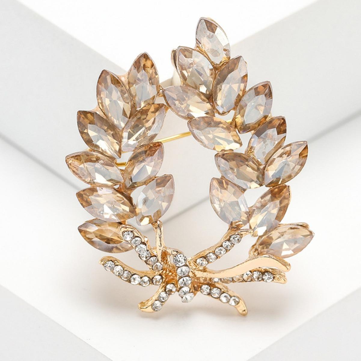 

1 шт. Женская европейская и американская модная трендовая брошь с кристаллами в виде листьев и цветов, модное украшение для банкета, вечеринки, фестиваля, подарок