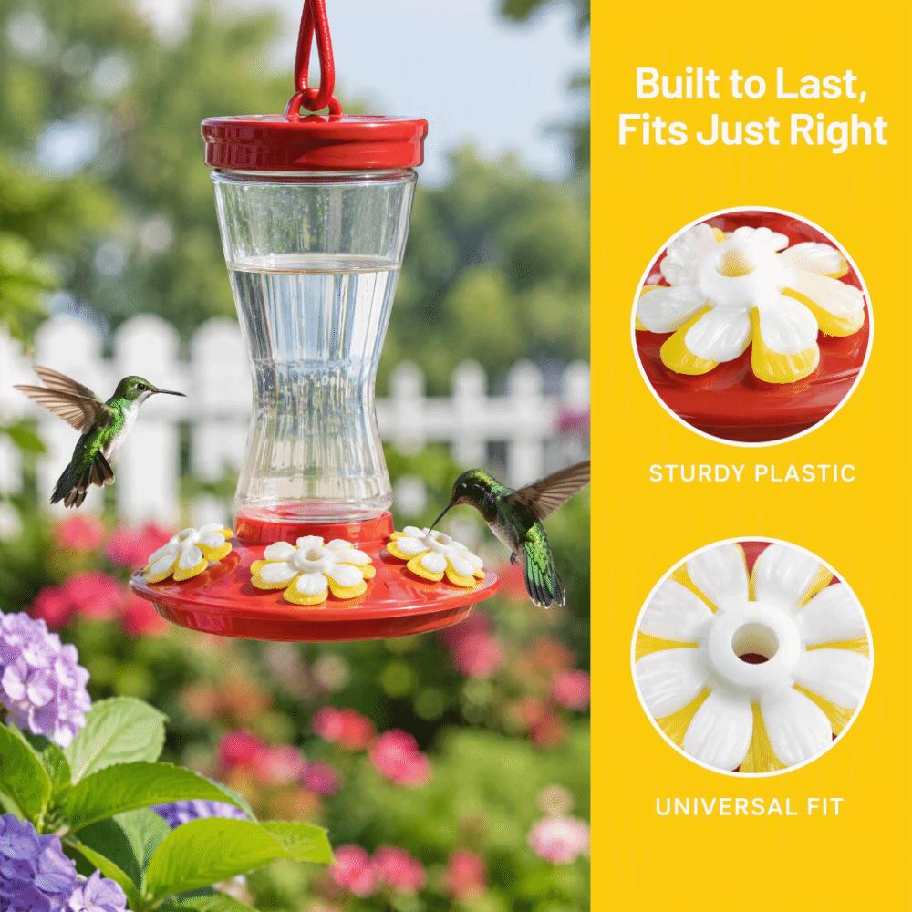 30sets Yellow + White Hummingbird Feeder Replacement Flowers Feeding Ports Flowers Garden Use