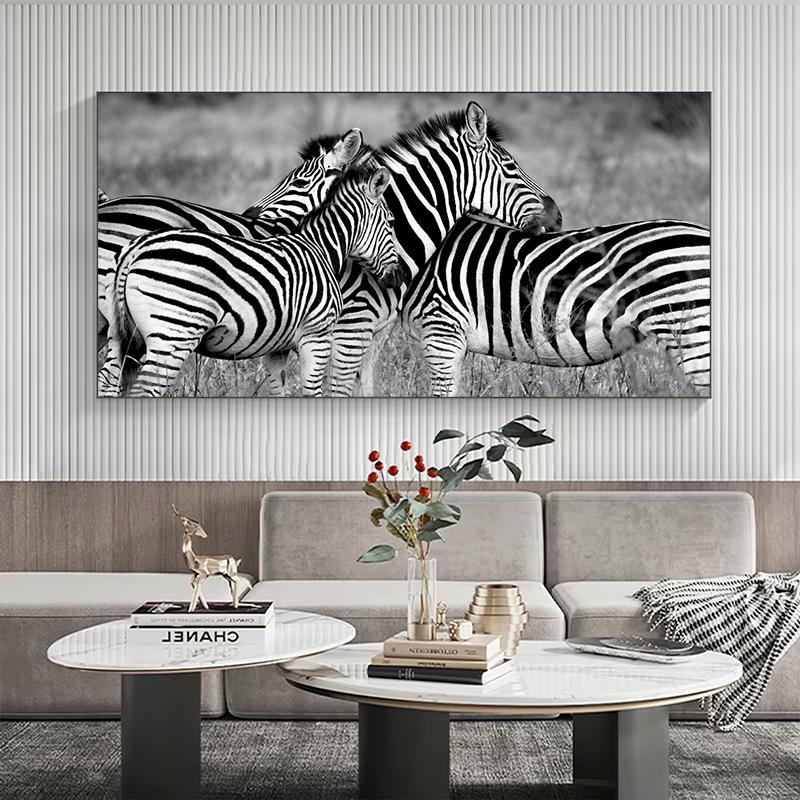 Plakaty i Druki Zebra Obraz na Płótnie Zwierzęcym Czarno-Białe Zdjęcia Sztuka Ścienna Do Salonu Dekoracja Domu Nowoczesne Cuadros