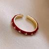 Real Gold Electroplated Zircon Oil Drop Gourd Flower Opening Ring Retro Temperament Index Finger Ring Light Luxury High-end Jewelry