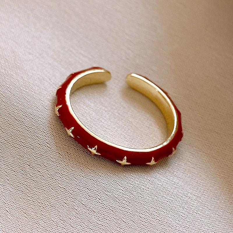 Real Gold Electroplated Zircon Oil Drop Gourd Flower Opening Ring Retro Temperament Index Finger Ring Light Luxury High-end Jewelry