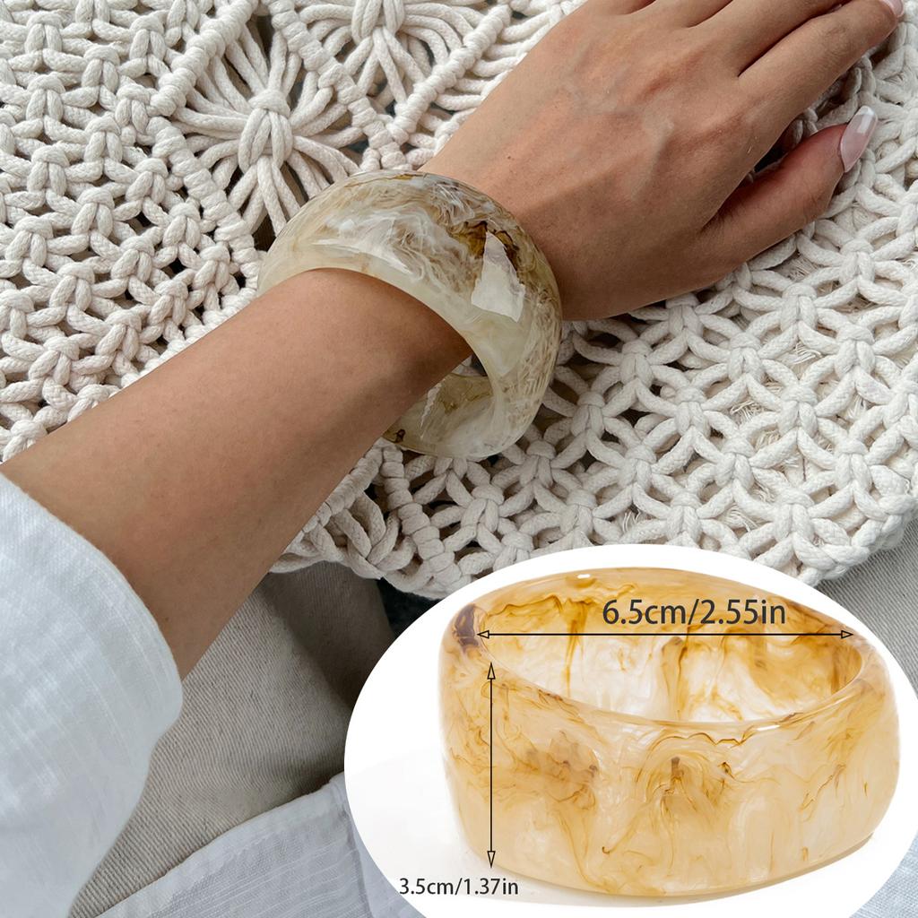 Fashion Smudge Acrylic Wide Bracelet Bracelet Exaggerated Irregular Plain Ring Resin Bracelet Female