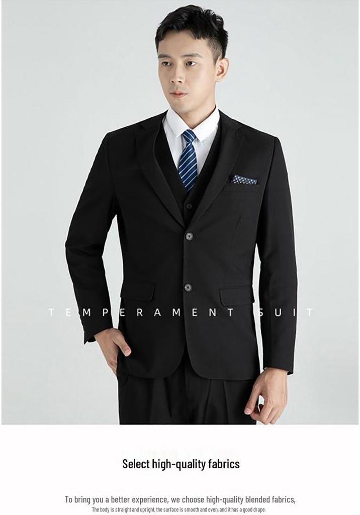 Men's Slim-Fit Business Casual Suit Set for Weddings and Interviews