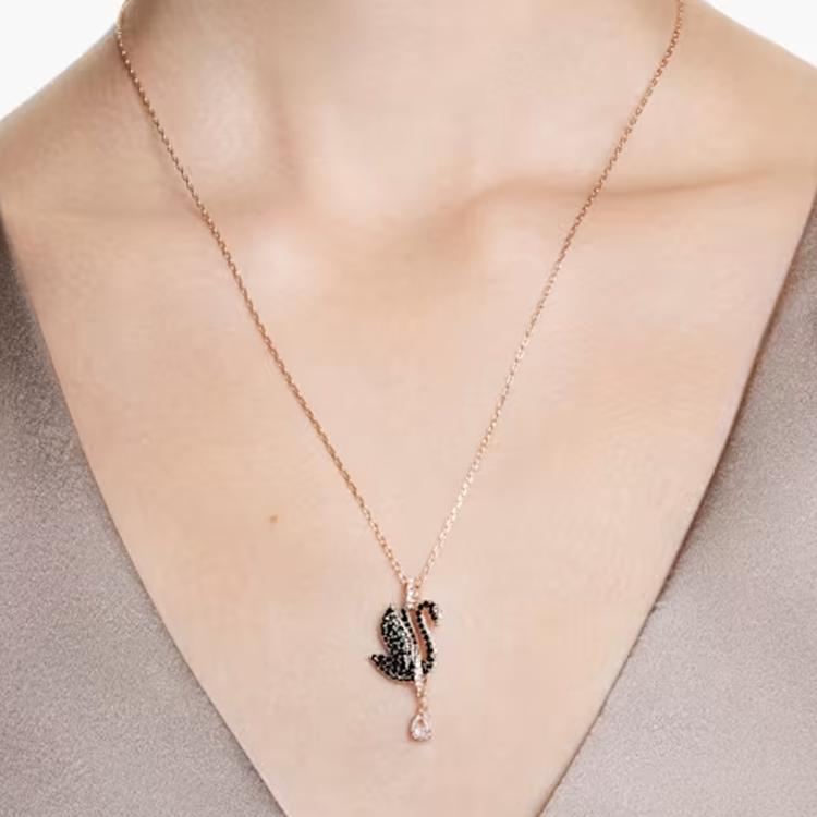 Swarovski Swan Black Swan Necklace Women Necklace Rose-Gold 5678045