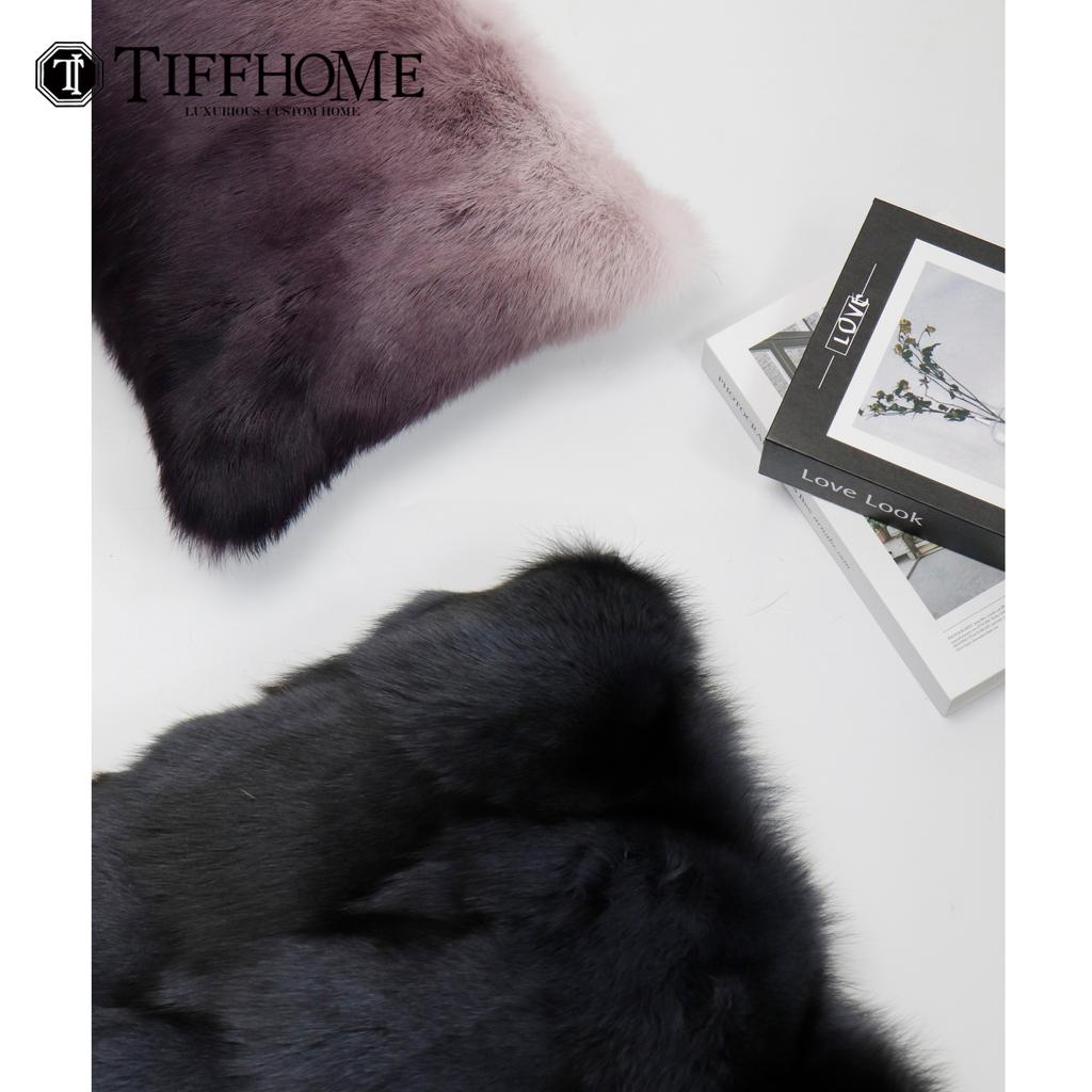 TIFFHOME Luxury Fluffy Soft Plush Throw Pillow Cases Organic Oblong Cushion Covers Home Decorative Fur Throw Pillow Covers