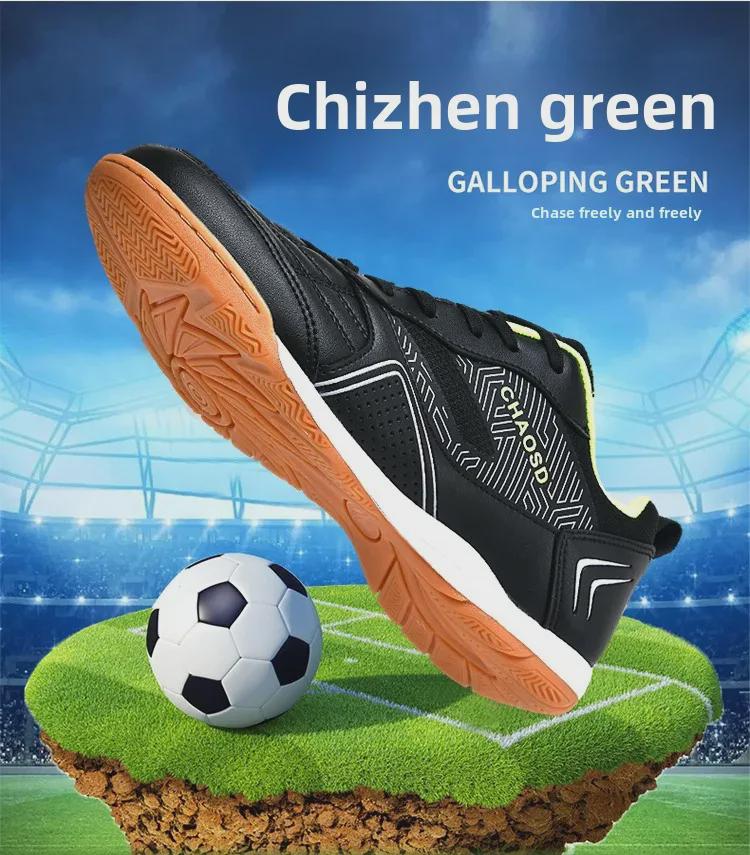 Unisex Indoor Futsal Shoes with Flat Cowhide Sole for Wooden and Cement Floors—Ideal for Youth and Student Training.