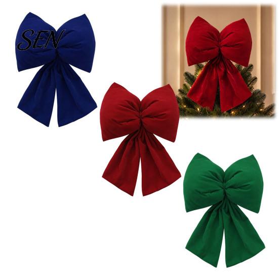 Decorative Velvet Bows for Wreaths Christmas Flocked Fabric Bow, Large Red Bow with Hanging Strap, Mall Window Displays Festive Pendant Tree, Holiday