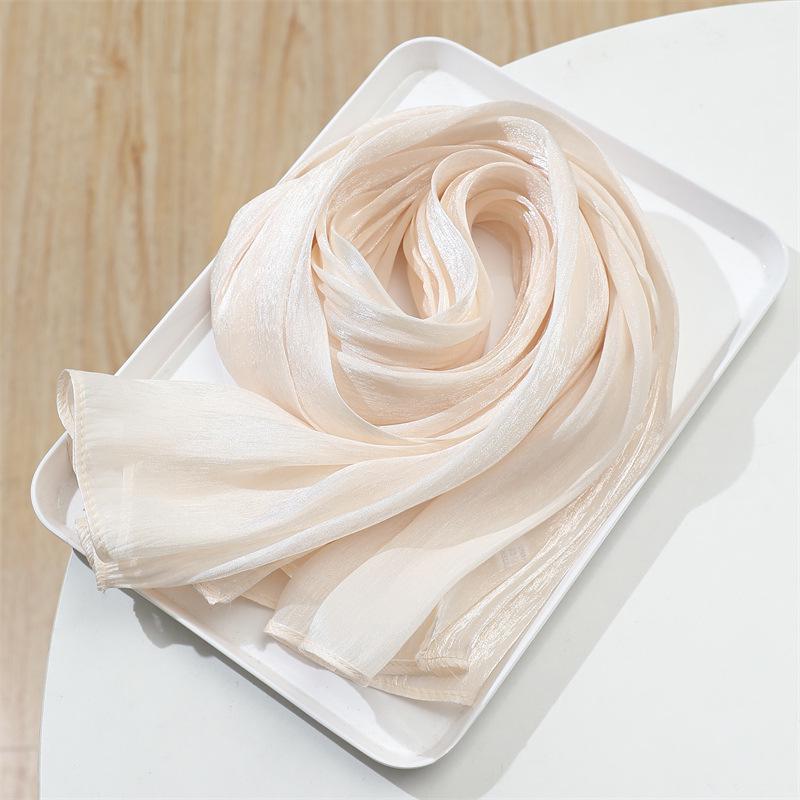 2025 Spring/Summer Women's Silk Scarf: Lightweight, Solid Color, Sun Protection Shawl