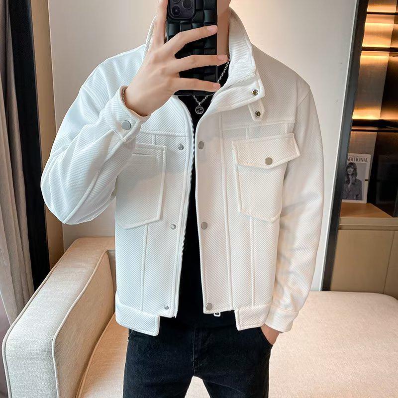 Men's Slim Casual Stand Collar Jacket - Trendy Workwear for Autumn/Winter 2023