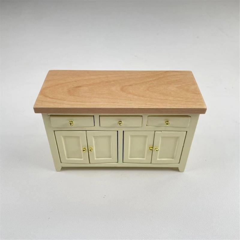 Unfinished Wooden Dollhouses Cabinet Miniature Furniture Model For DIY Crafting And Display