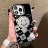 Black And White Plaid Print Smiling Face Laser Phone Case for iPhone 15 14 Pro Max Plus 16 17 Pro Max 13 12 Mini 11 Pro Max Case