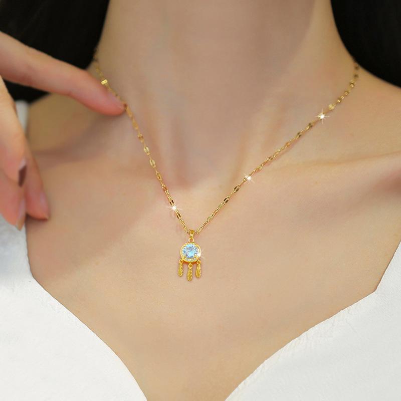 Feather Tassel Zircon Smart Dream Catcher Versatile Korean Style Niche Design Live Necklace
