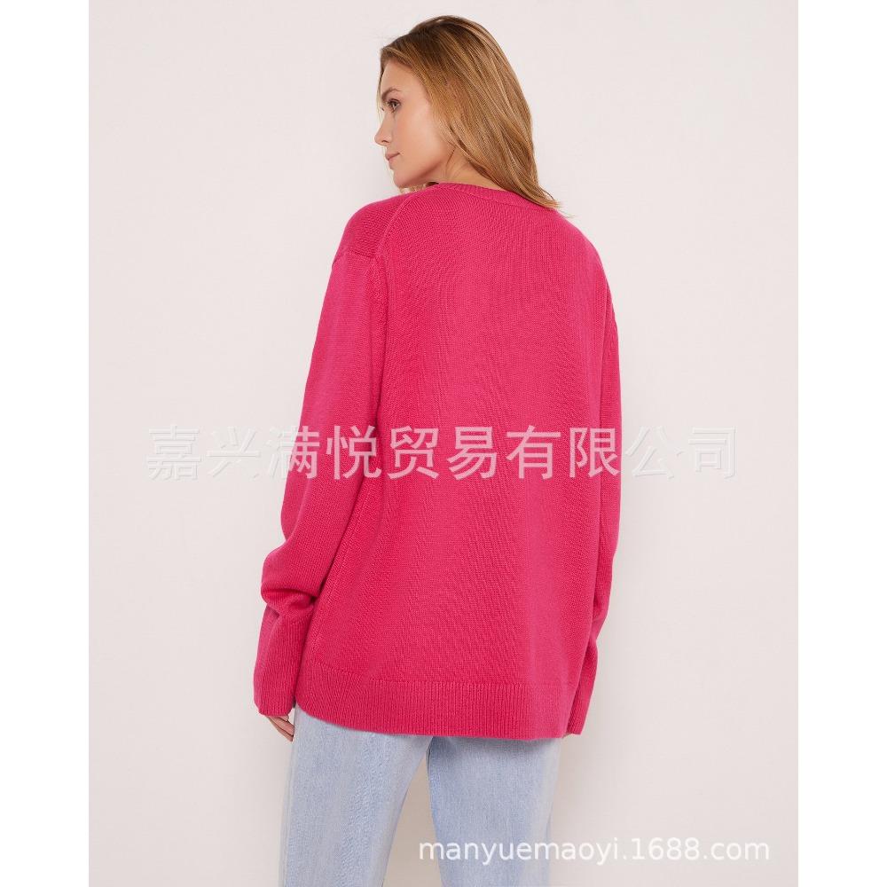Women Round Neck Loose Knit Sweater, Autumn Winter Casual Soft Pullover Jumper for Ladies