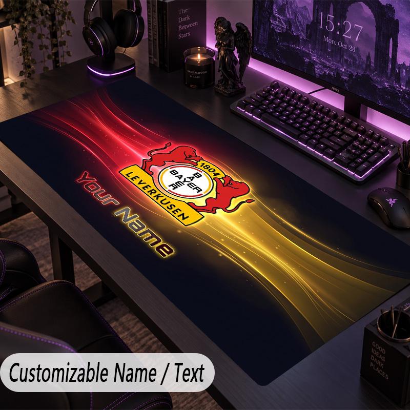 Large Mouse PadBayer Leverkusen Football Custom Name Text Personalized Desk Mat Non Slip Gaming Pad