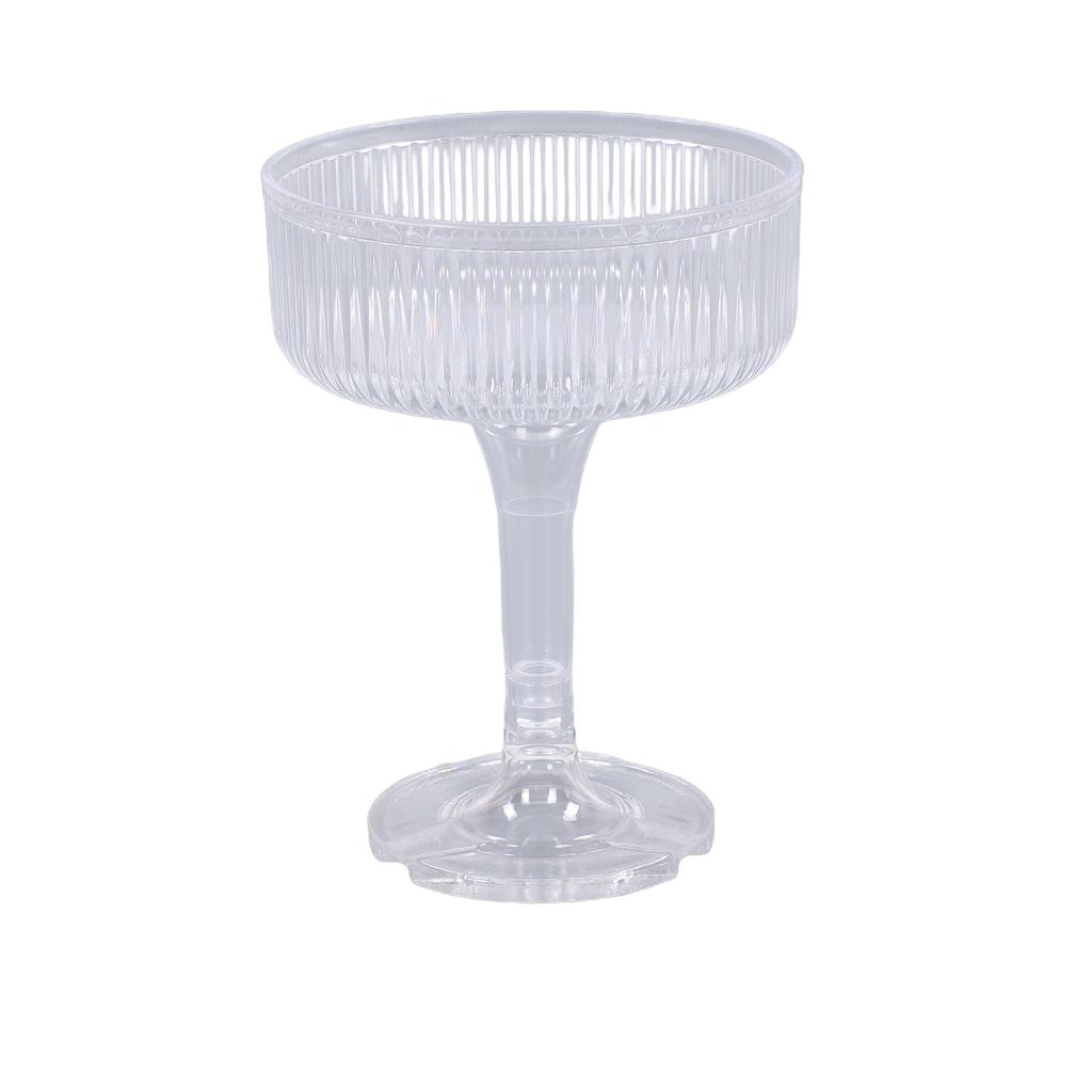 20PCS 7oz Champagne Tower Cups with Bases Plastic Cocktail Coupe Glasses for Wedding Banquet Family Party Transparent