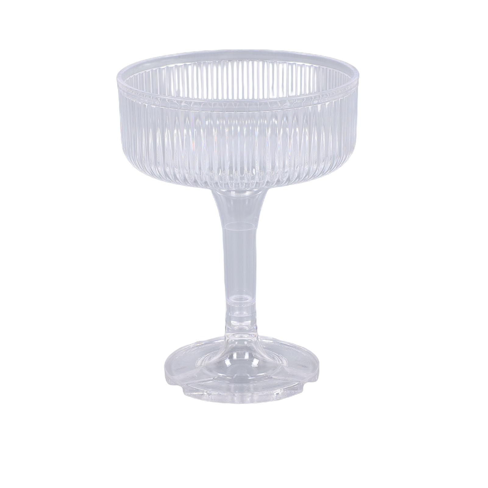 20 Stück 7oz Champagner-Turm-Becher mit Sockeln Kunststoff Cocktail-Coupe-Gläser für Hochzeitsbankett Familienfeier Transparent reinfarbig