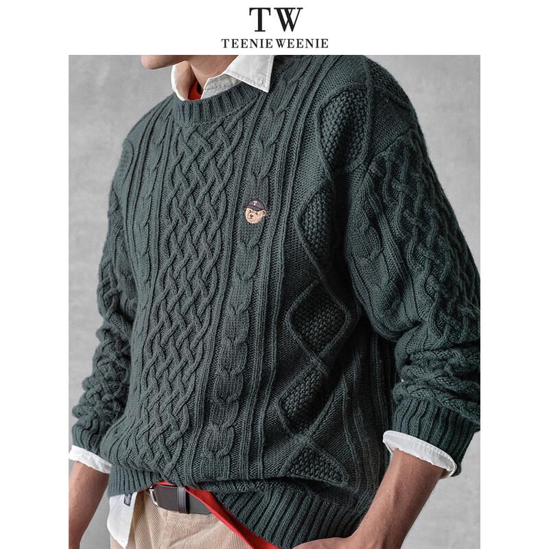Teenie Weenie Men's Retro Cable Knit Wool Blend Sweater