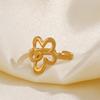 Stainless Steel Hollow Flower Open Ring For Women Trendy Simple Adjustable Ring Party Jewelry Acceessory Gift