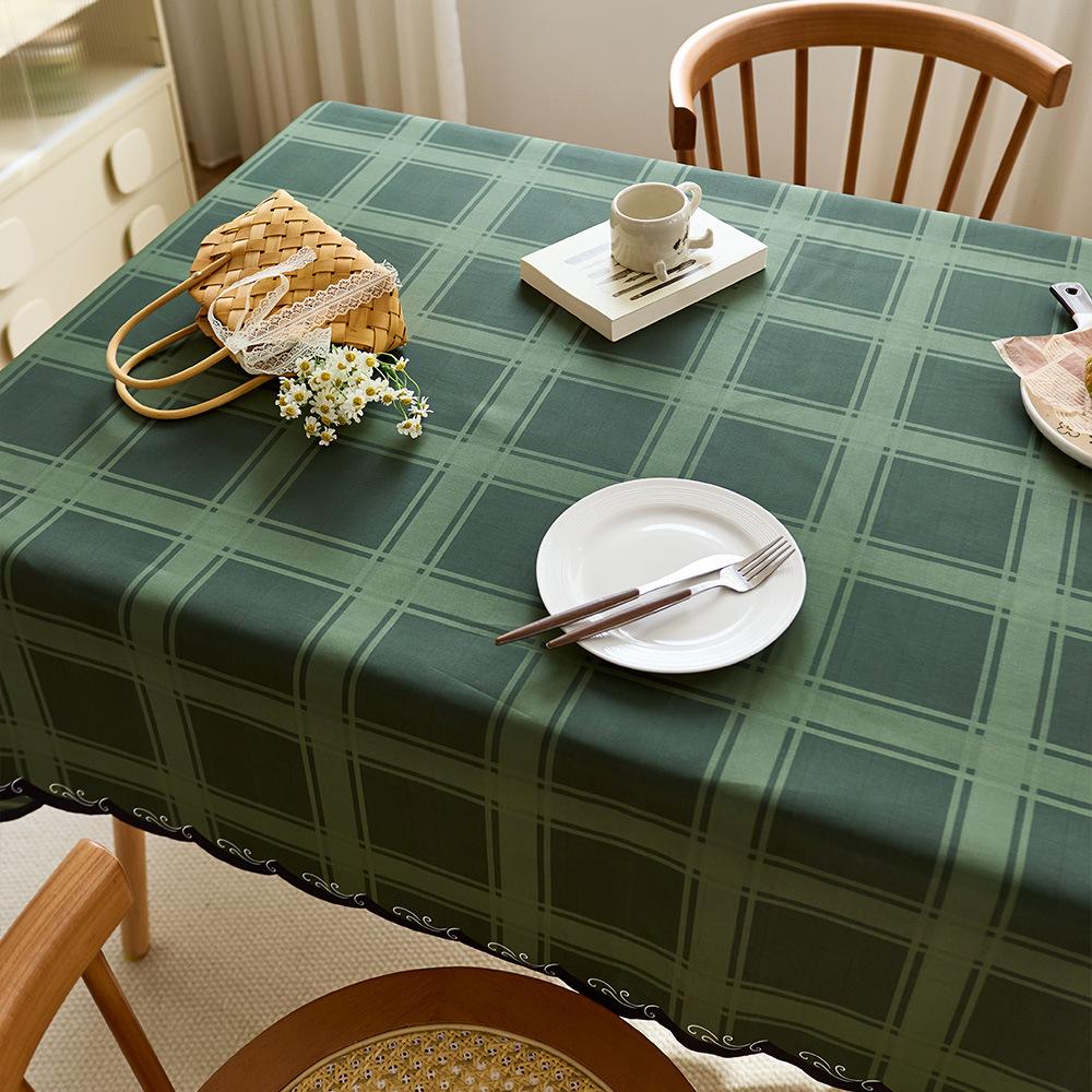Plaid Table Cloth Simple Modern Light Luxury High-End Rectangular Fabric Waterproof Coffee Table Mat