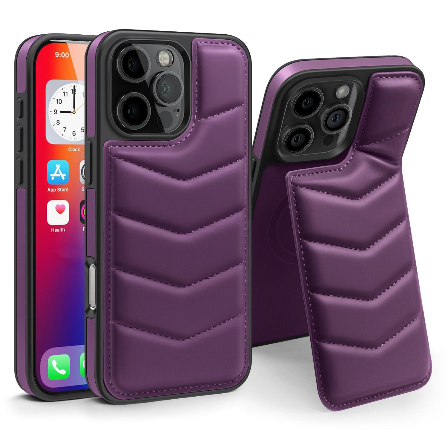 

Кожаный чехол-кошелек для iPhone 16 Promax 15 Pro Max 14 Plus 13 12 11 держатель для карт MagSafe магнитный защитный чехол для зарядки iPhone 14 Pro фиолетовый