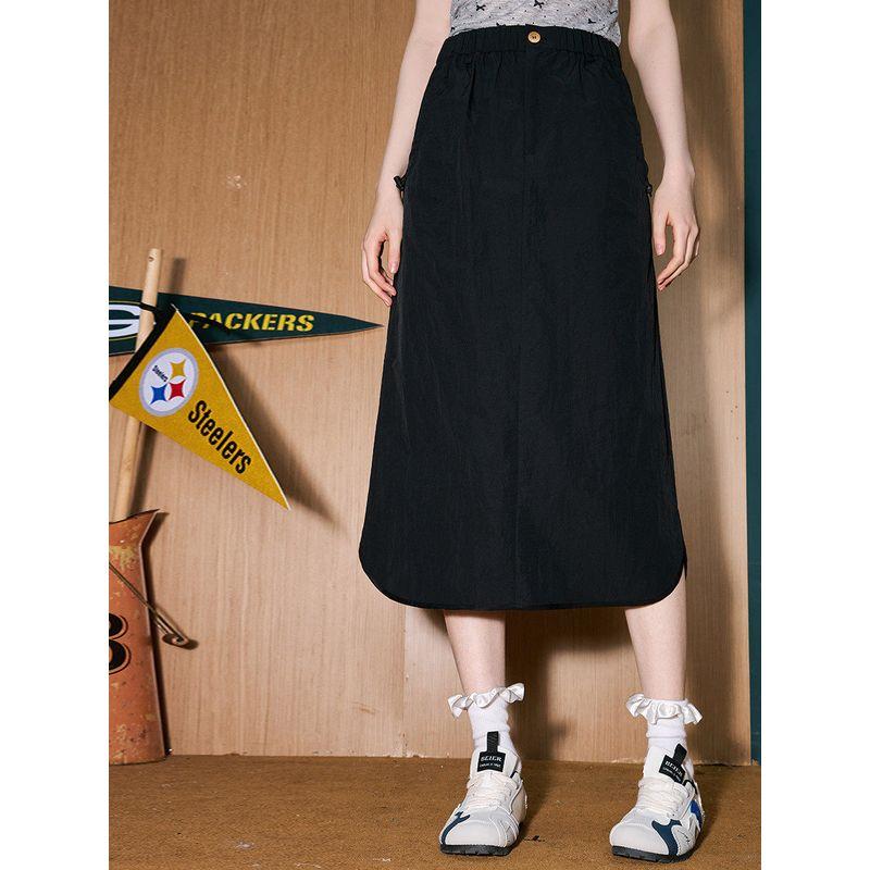 Coolhut Loose and Versatile High-Waisted Retro Workwear Mid-Length 2025 Summer Skirt Straight Casual