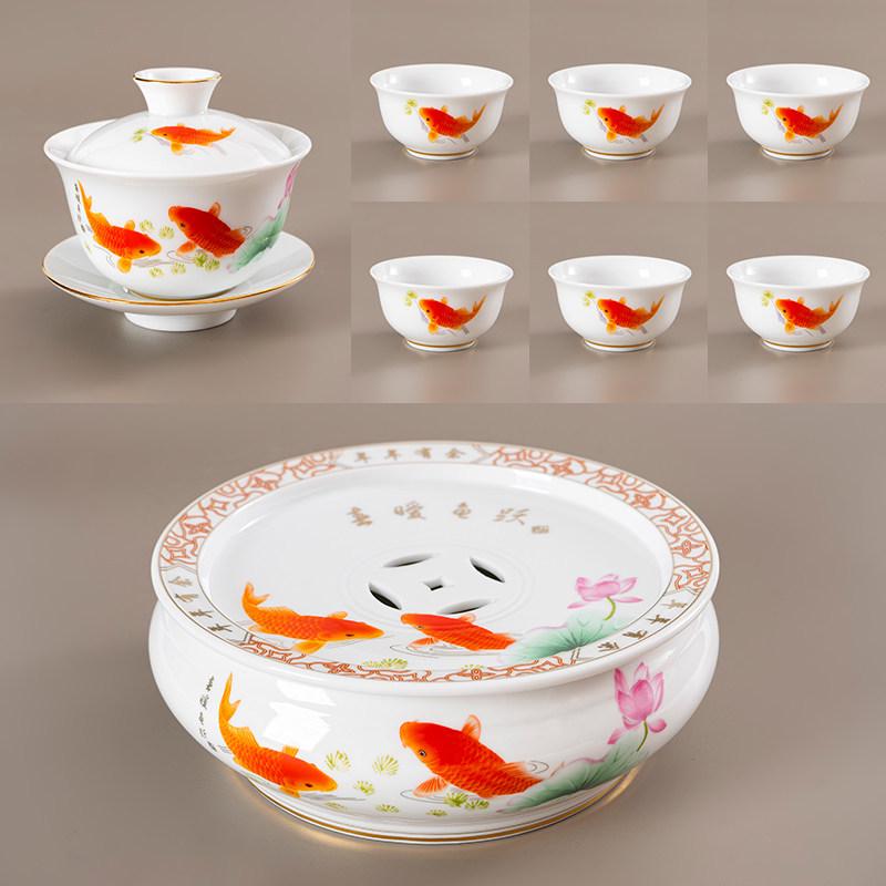 White Porcelain Chaoshan Gongfu Tea Set: Ceramic Gaiwan, Teacup, Teapot with Simple Tea Tray - Ideal for Home or Gifts