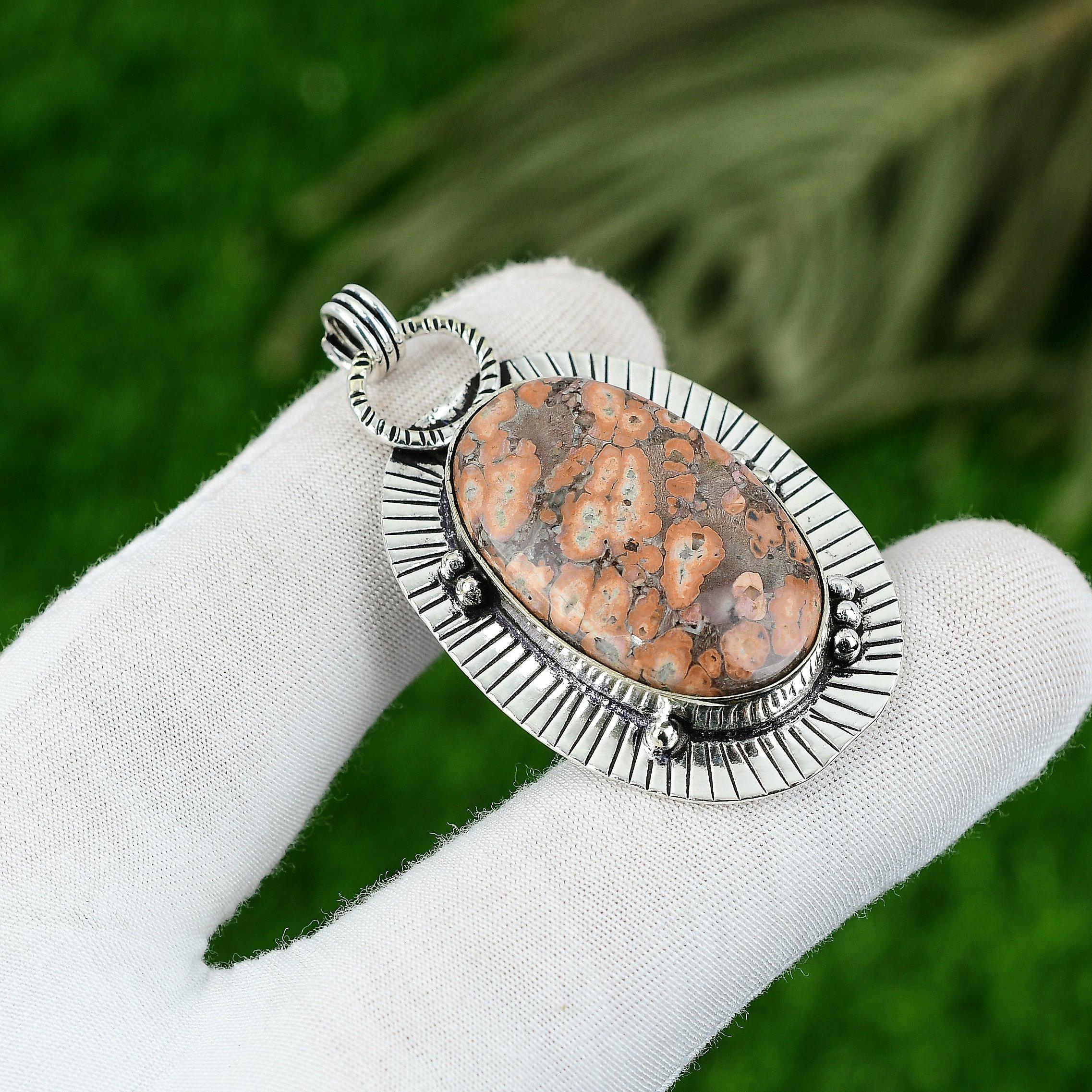 

Oval Ocean Jasper Gemstone Mother Elegant Engagement New Pendant Sterling Silver